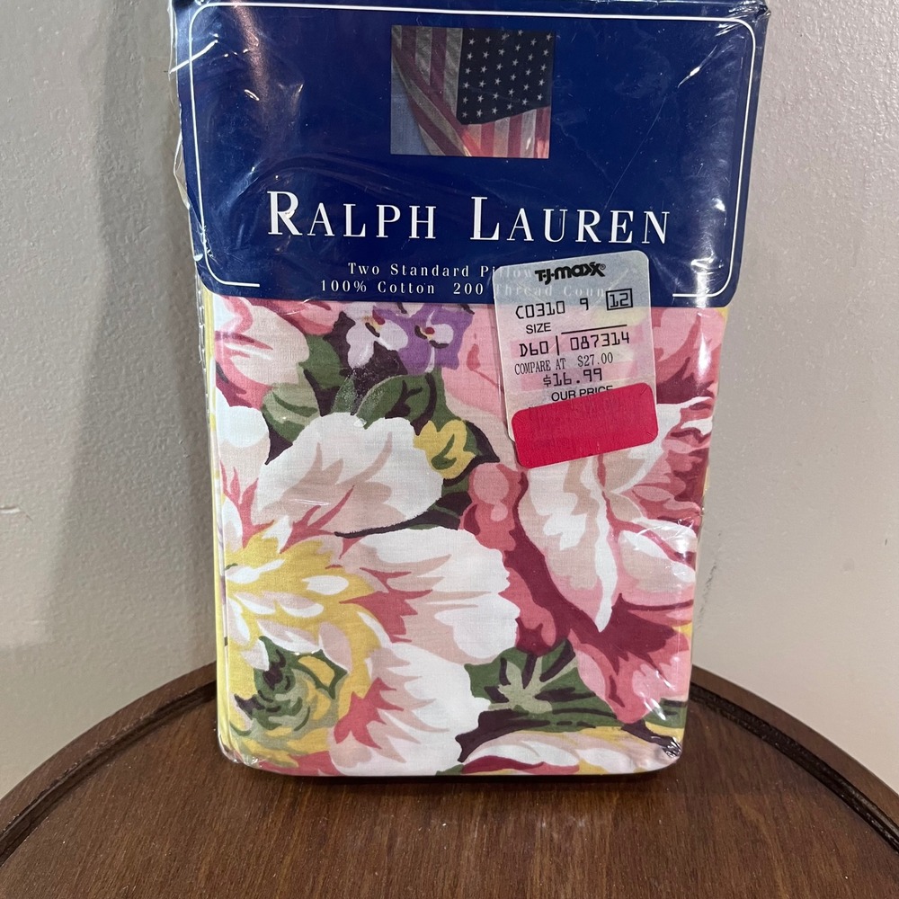 Ralph Lauren Brooke Flor Pillowcase Set Standard Yellow Vtg Floral 2pk NEW